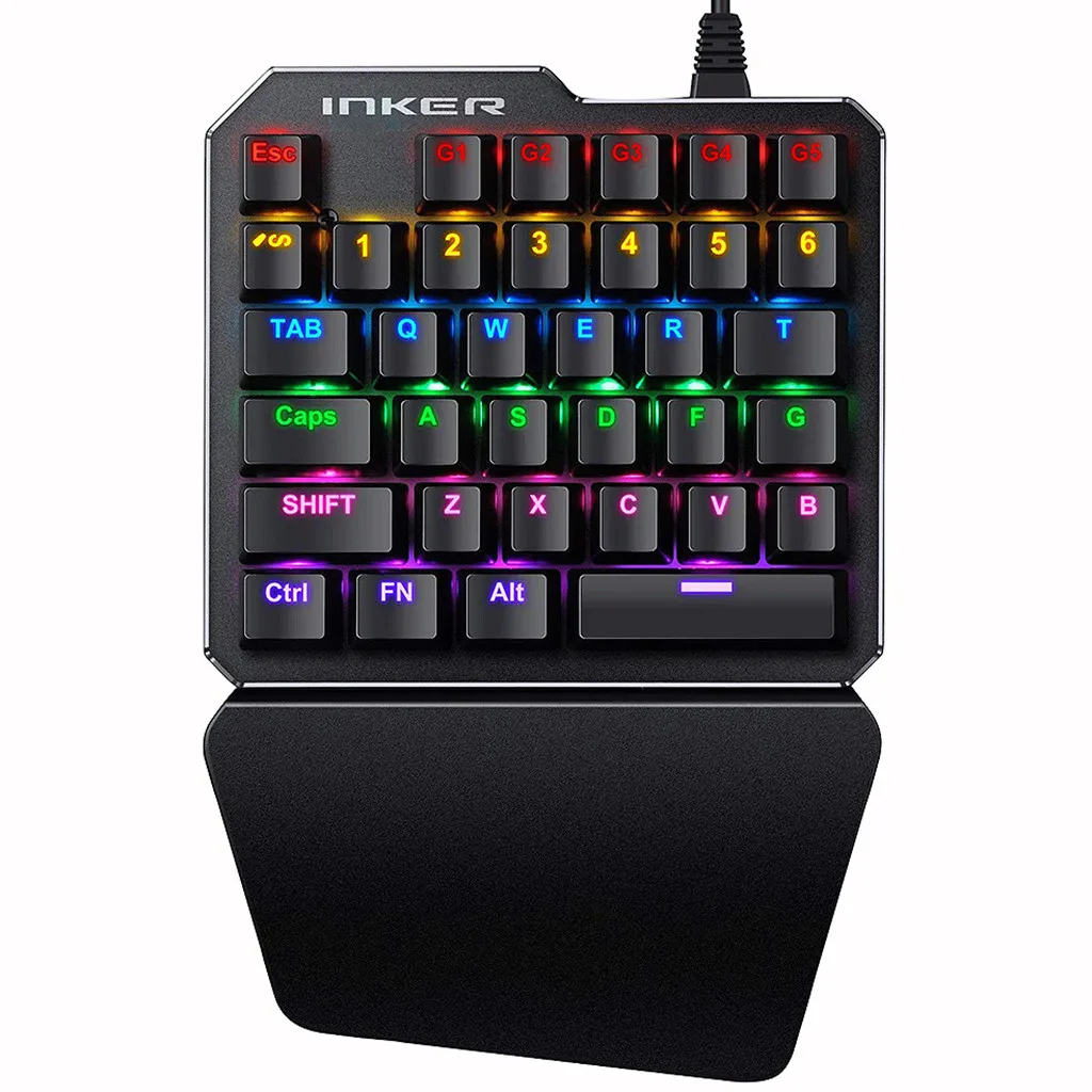 Проводная игровая клавиатура с RGB подсветкой 35 клавиш эргономичная одной рукой