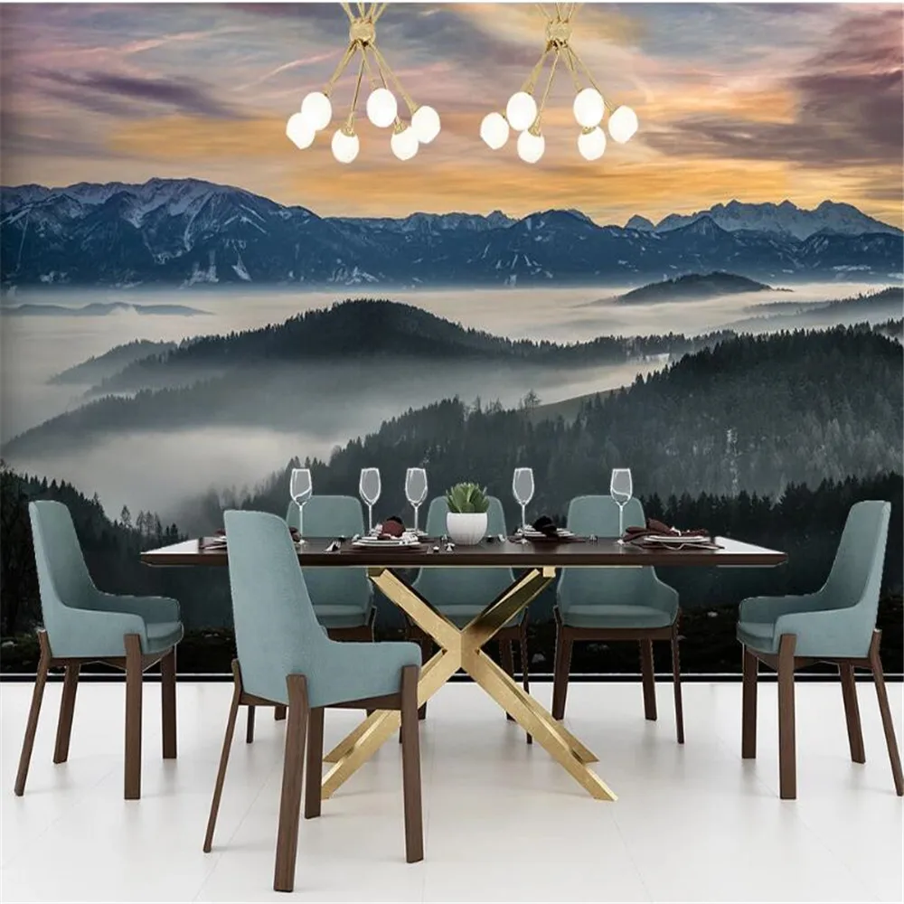 

Milofi customized large wallpaper mural with clouds and mist around the forest landscape living room TV background wall