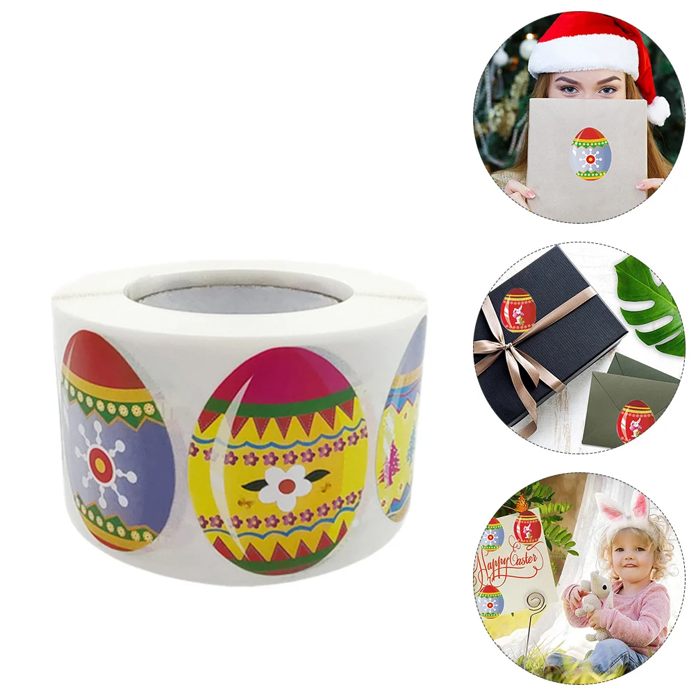 

500 Sheets Easter Egg Self-adhesive Sealing Stickers Gift Stickers Roll