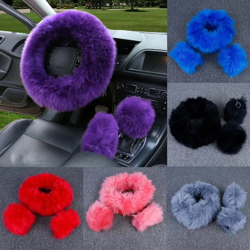 

KUNBABT 3 шт./комплект Зимний меховой теплый длинный шерстяной плюшевый чехол на руль переключатель Konb чехол на тормозную ручку Модный чехол дл...