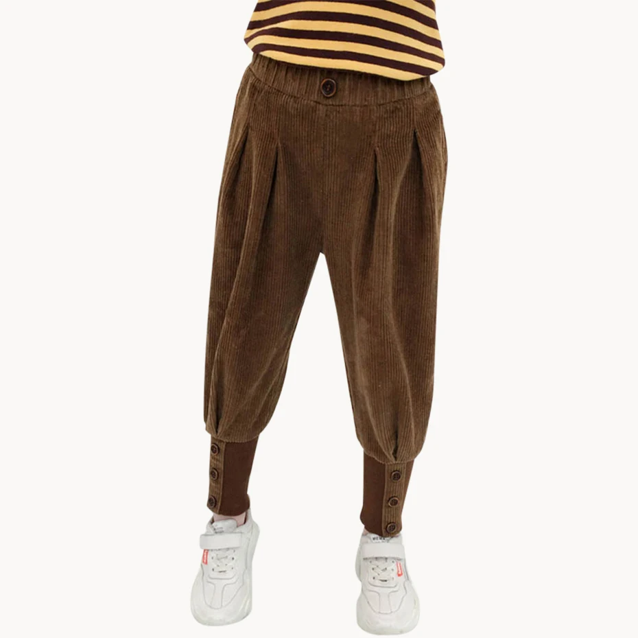 Новые штаны для девочек плотные вельветовые лоскутные детей Осеннее корейское