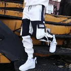 Брюки-карго мужские в стиле хип-хоп, свободные штаны с прострочкой, уличная одежда, контрастные Джоггеры в стиле Харадзюку со множеством карманов, длинные штаны
