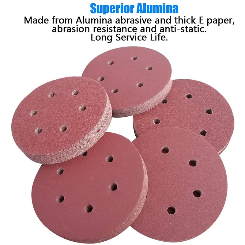 100 шт. 6-дюймовых шлифовальных дисков с крючками и петлями на 6 отверстий по 20 60 80 120