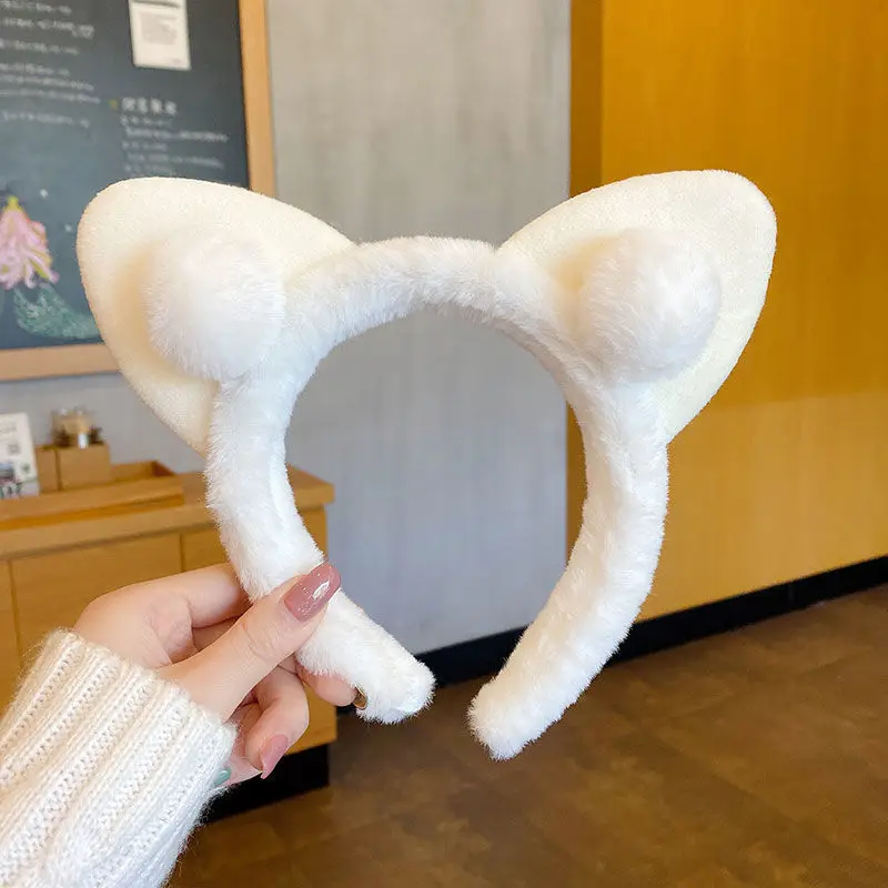 

Cat Ear Hair Hoop Cosplay Hairband Faux Fur Headband Animal Hair Hoop Hair Accessories Cartoon Headband Solid Color Hair Band
