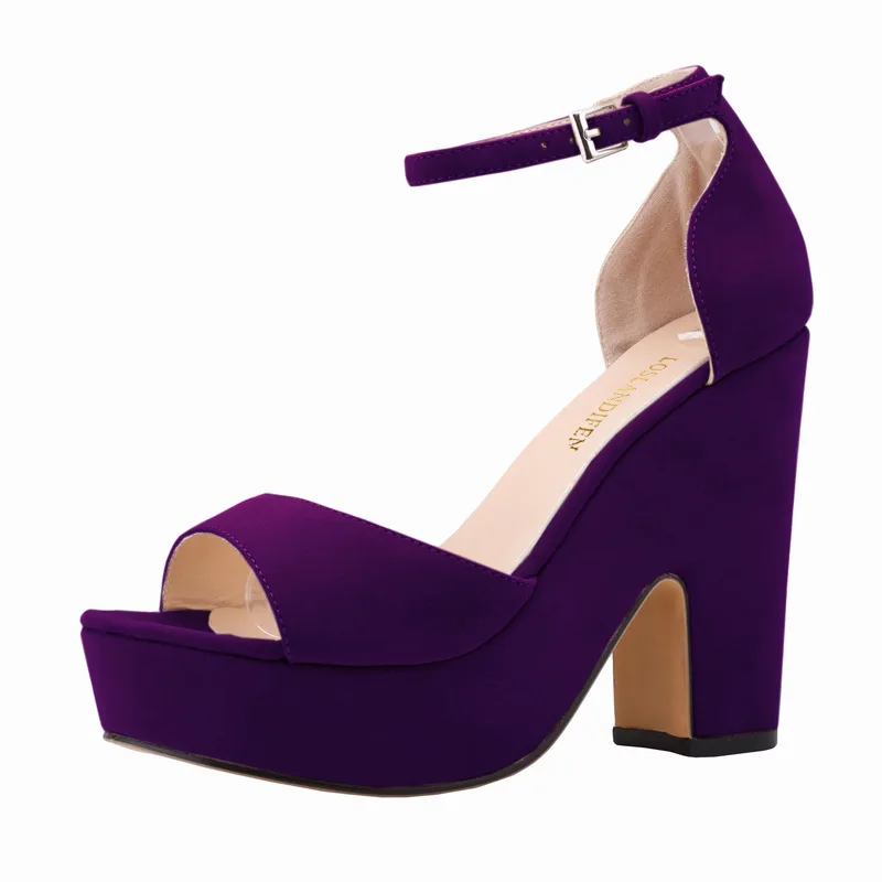 

lady's shoes with round head and thick heel