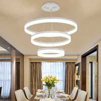 simple modern led living room pendant lights restaurant light personality acrylic ring hanging lamps home decor nordic lamp
