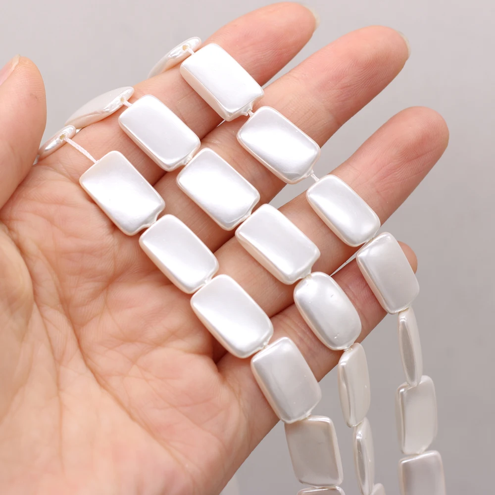 

2021 New Natural Fresh Water White Rectangle Pearl Shell Beads for Jewelry Making Bracelet DIY Necklace Accessories Wholesale
