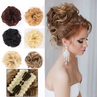 weilai synthetic messy chignon donut gray brown color hair bun pad elastic hair rope rubber band hair extensions