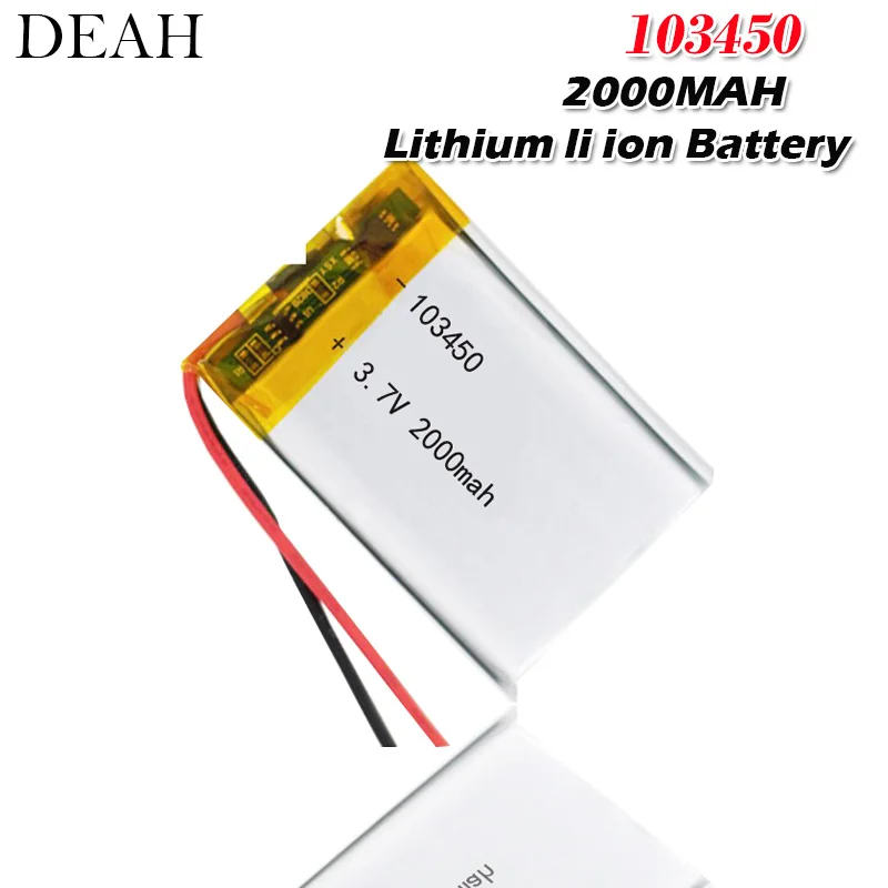3,7 V 2000mAh 103450 Lipo литий-полимерная аккумуляторная батарея для gps навигатора MP5 gps Bluetooth динамик гарнитура электронная книга камера