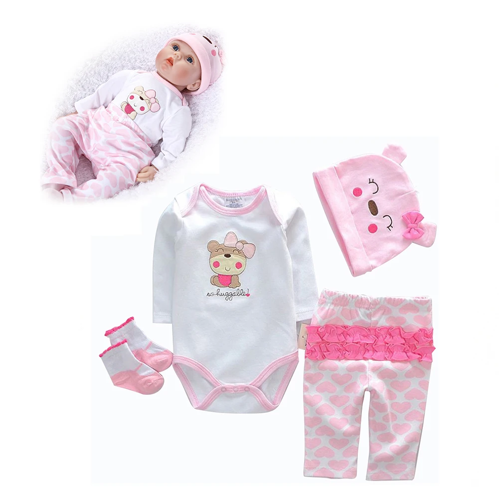 

20-22 Inch Simulation Reborn Doll Clothes Robe Romper Suit Clothes Set Baby Clothes Girl Newborn Suit