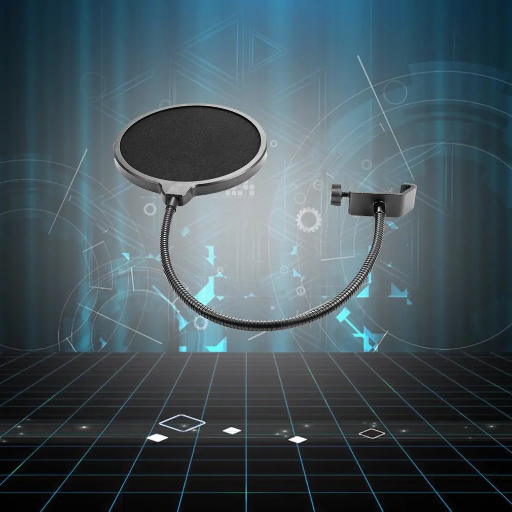 

Pop Filter Durable Double Layer Windscreen Studio Microphone Flexible Wind Screen Mask Mic Bilayer Shield for Speaking Recording