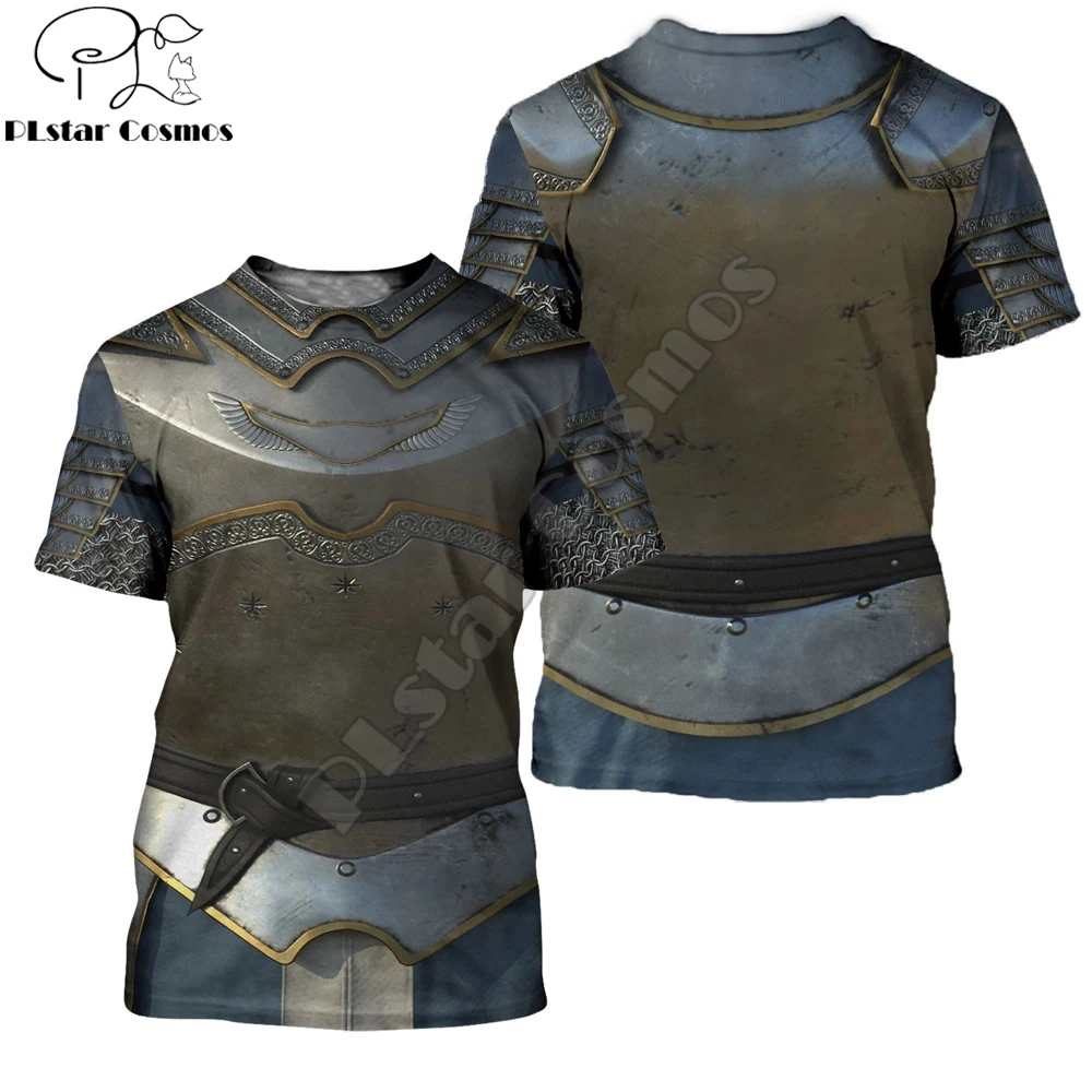 Футболка мужская с принтом рыцарской доспехи модная рубашка коротким рукавом в