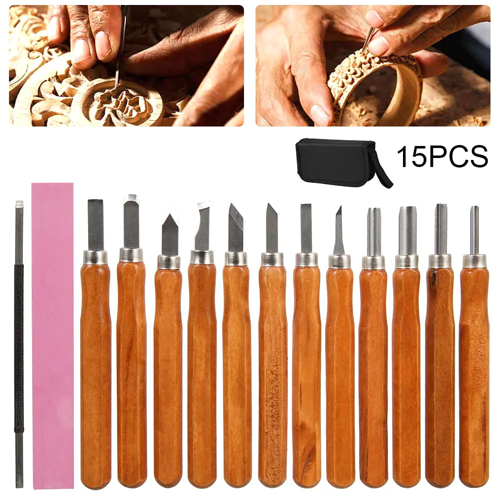 Набор профессиональных ручных инструментов для резьбы по дереву 15 шт. набор