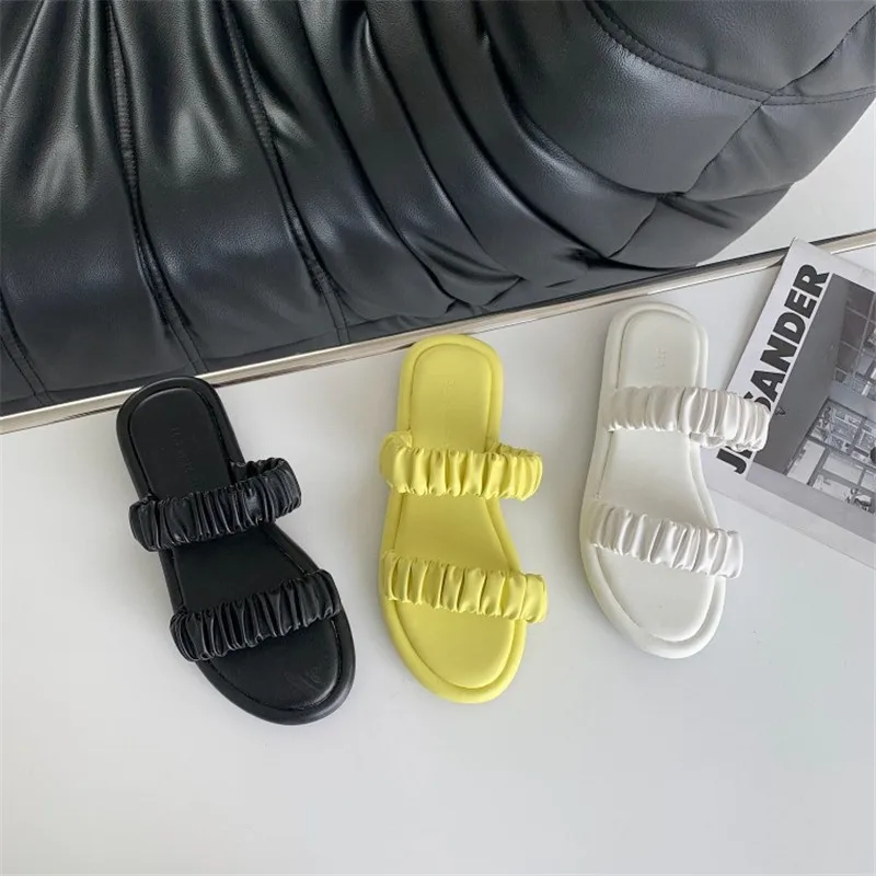 

Sandals 2021 new female outer wear a pedal fairy style flat with wild beach simple fashion word with slippers