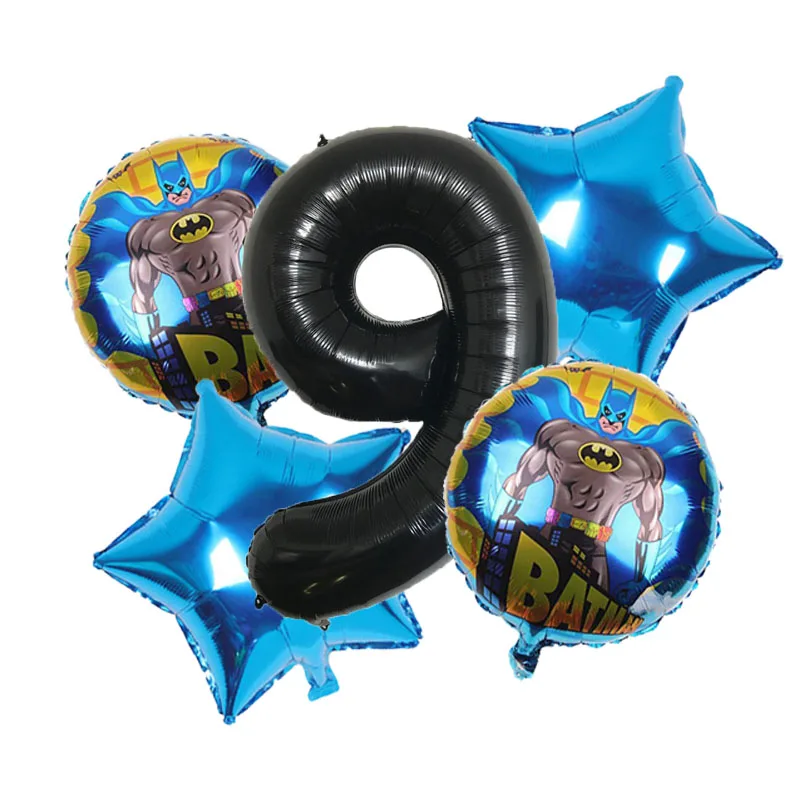 Balloon9 Одноразовая посуда набор бумажных тарелок Бэтмен номер фольги воздушный шар День Рождения украшения дети мальчик пользу Бэтмен вечерние принадлежности - Цвет: Balloon9