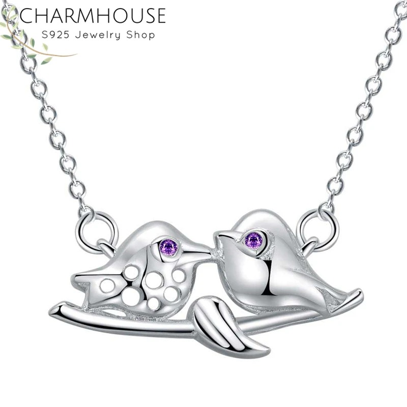 Женское ожерелье из серебра 925 пробы с подвеской в виде птицы и дерева|Ожерелья