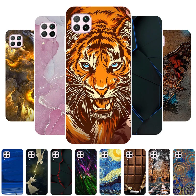 

For Huawei P40 Lite Case 6.4" Soft TPU Tiger Back Cover Case For Huawei P40 Lite Silicone Case Funda for P40Lite P 40 Lite