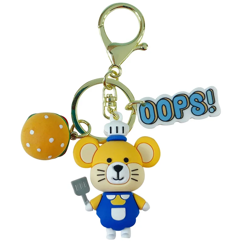 

Creative Cute Chef Mouse Keychains Cartoon Cute Food Mouse Car Key Chain Children Bag Pendant Keyring Gifts Student Lovers Gift
