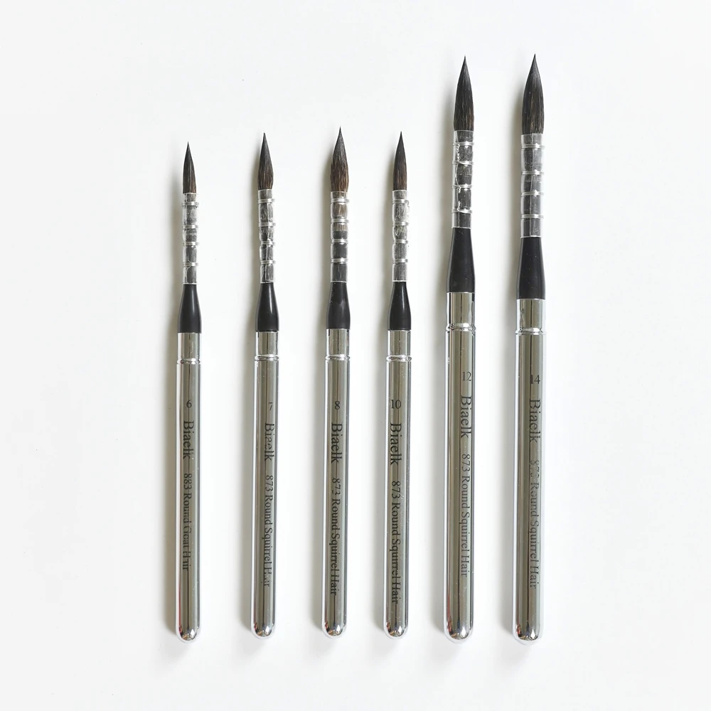 

873R High Quality Squirrel Hair Mix Steel Cap Artist Watercolor Travel Art Paint Brush
