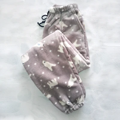 Gray Bear Men Мужские и женские пижамные штаны для влюбленных, утепленные Фланелевые штаны для отдыха, теплые бархатные брюки из кораллового флиса размера плюс - Цвет: Gray Bear Men