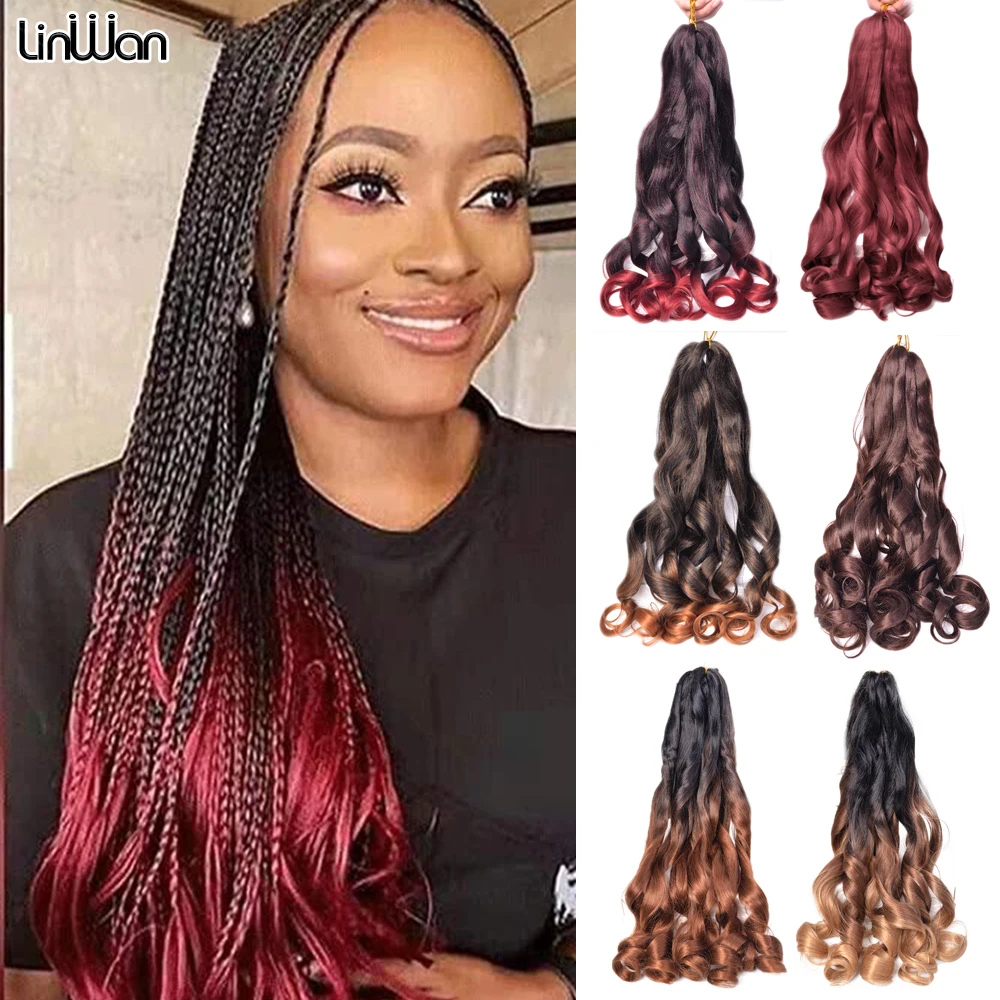 

22 Inch Spiral Curls Braid Hair Loose Wave Crochet Braids Hair Extensions French Curl Hair Pre Stretched Braiding Hair For Women