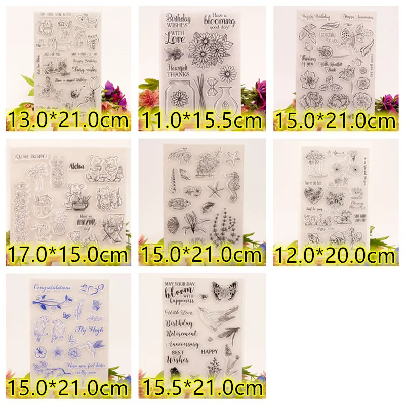 Прозрачные штампы с изображением красивых цветов и животных 1 шт.|Штампики| |