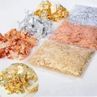 1 пакет Декоративные хлопья золотых листьев, золотой, серебряный конфетти, сделай сам, роспись ногтевого дизайна, материал для декорирования, фольга, бумажные принадлежности Вечерние