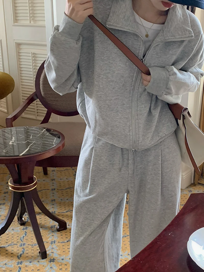 Женский спортивный костюм для отдыха Новинка весна-осень 2021 Серый кардиган