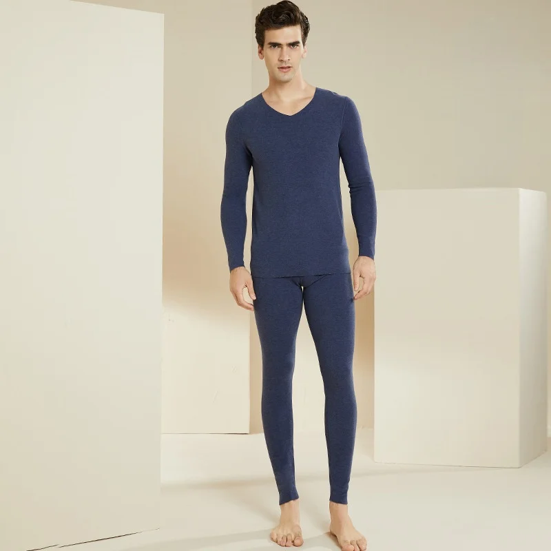 

SHUCHAN Men Thermal Set Long Johns Wool COTTON Regenerated Cellulose Mens Tight Underwear New Cold Weather Clothes Men