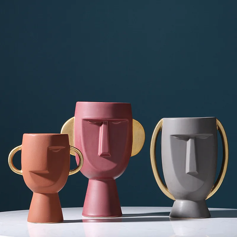 

Nordic style face ceramic vase creative simplicity modern home crafts soft decoration ornaments