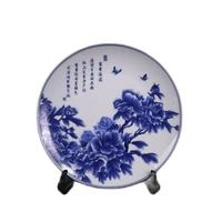 chinese old porcelain blue and white flower pattern appreciation plate