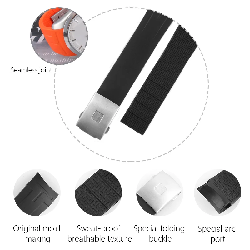 Ремешок силиконовый спортивный для часов водонепроницаемый 22/23/24 мм|Ремешки