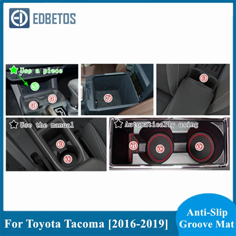 

Anti-Slip Rubber Cup Cushion Door Groove Mat For Toyota Tacoma 2016 2017 2018 2019 Accessories Car Stickers Mat For Phone