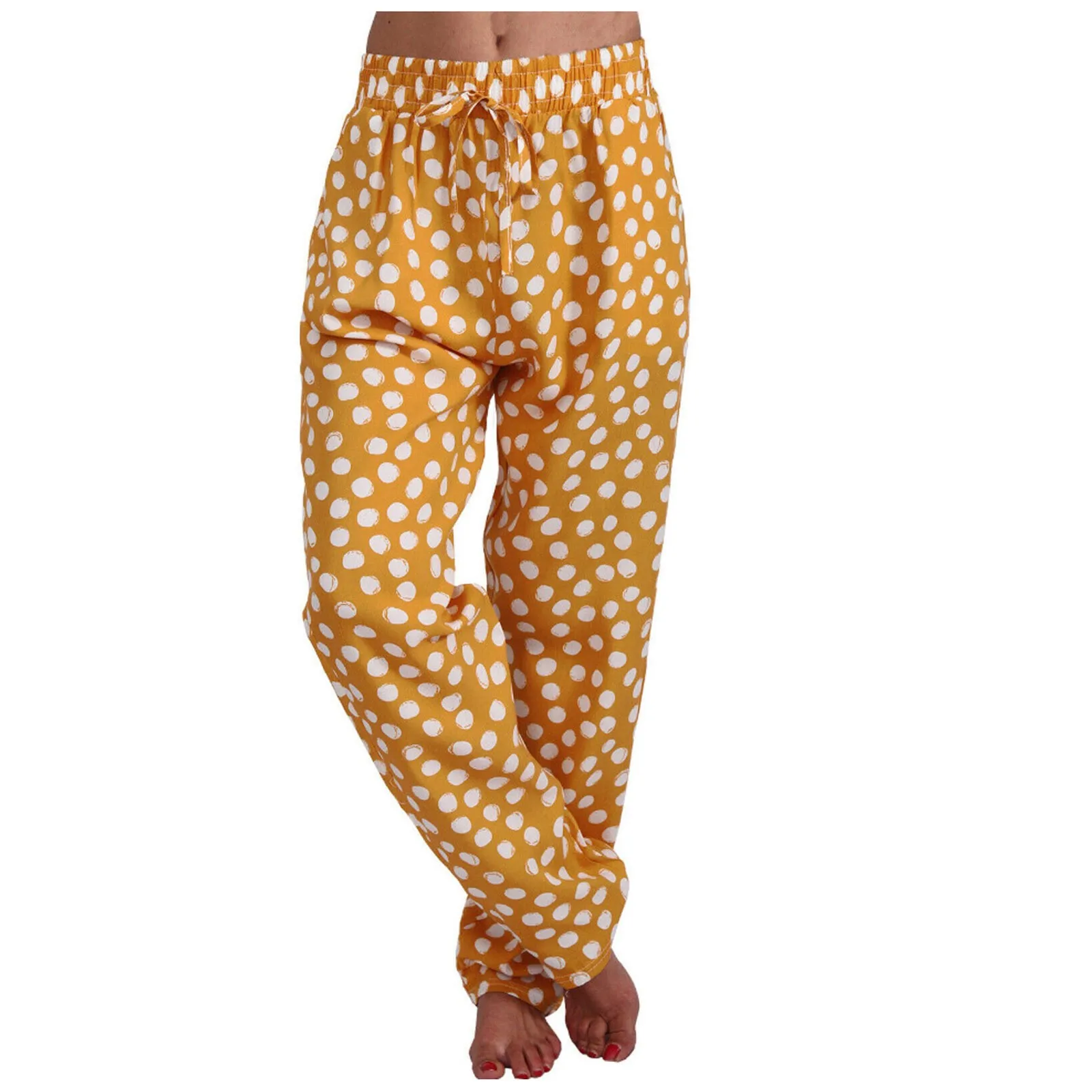 

Women Casual Plus Size Print Elastic Waist Drawstring Straight Loose Long Pants Plus Size motion pants women new spring autumn