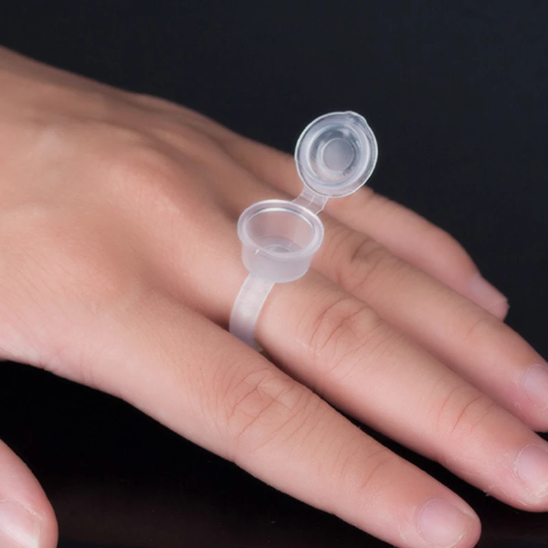 

50pcs/lot Permanent Makeup Accessories Supply Microblading Pigment Holder Tattoo Ring Ink Cup Glue Holder for Eyebrow Extension