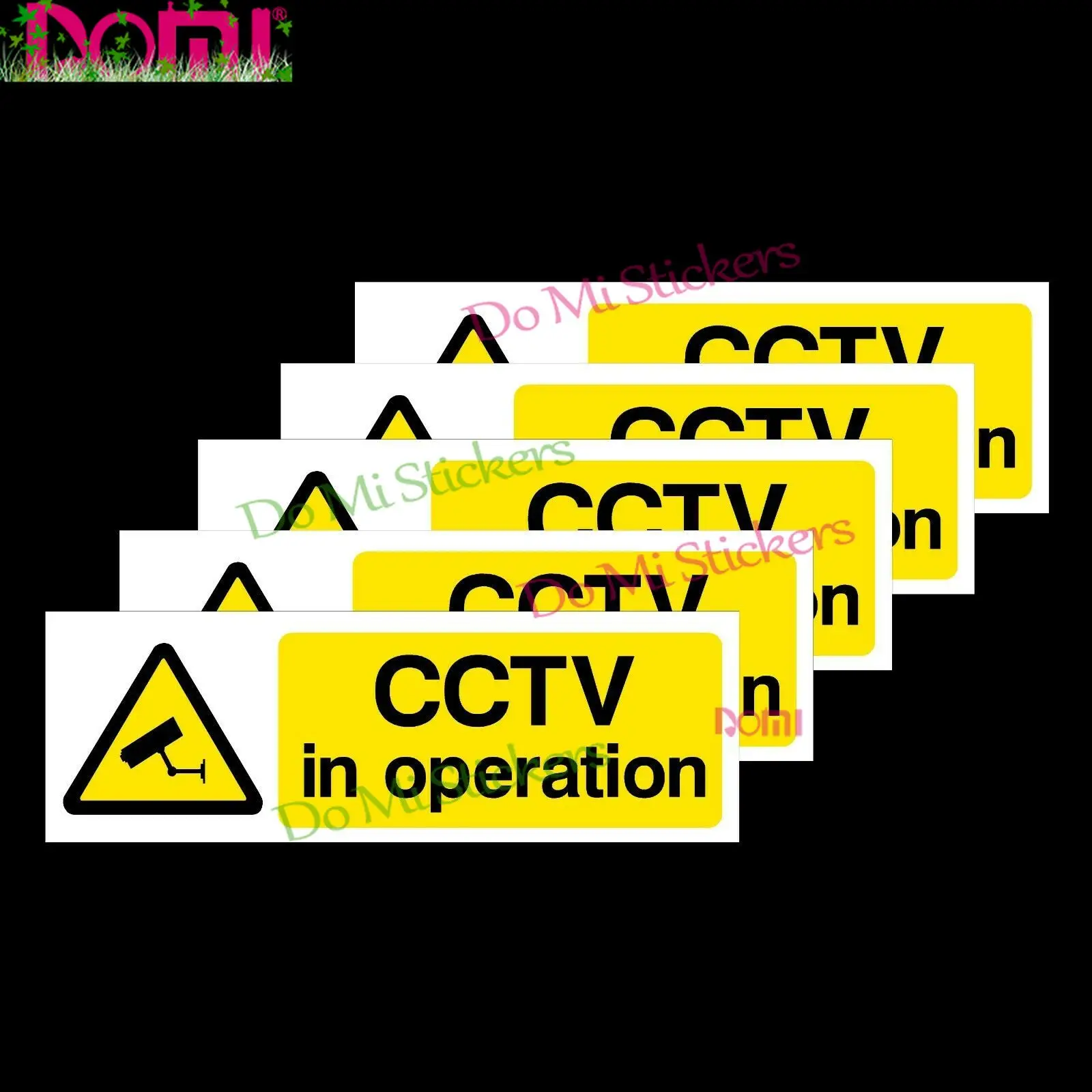 

5x CCTV In Operation Window Stickers - All Sizes 100mm X 35mm Die-Cut Waterproof PVC