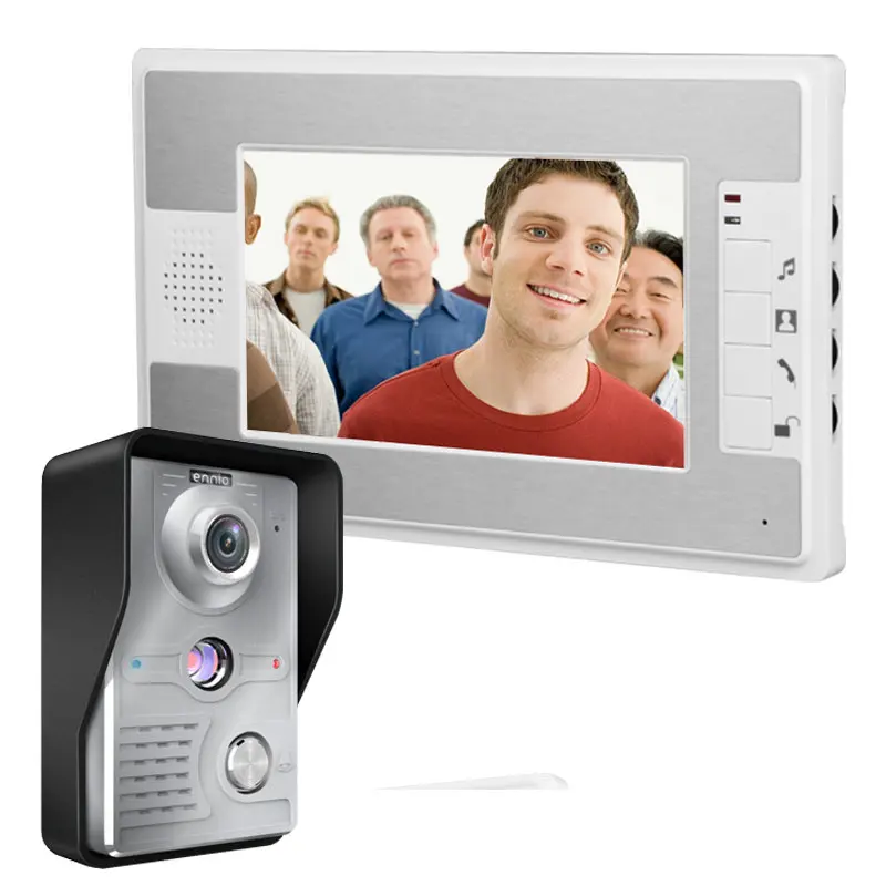 Visual Intercom Doorbell 7'' TFT Wired Video Door Phone System Indoor Monitor 1000 TVL Outdoor IR-CUT Camera Support Unlock