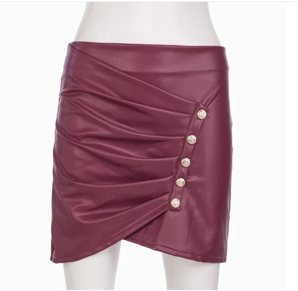 2022 Spring Summer Harajuku Skirt Three-color Fleece Matte Buckle Comfortable PU Stretch Bag Hip Skirts Womens mini skirt S-XL