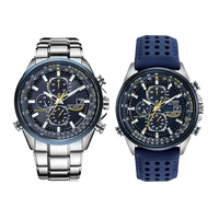 luxury wateproof quartz watches business casual steel band watch mens blue angels world chronograph wristwatch