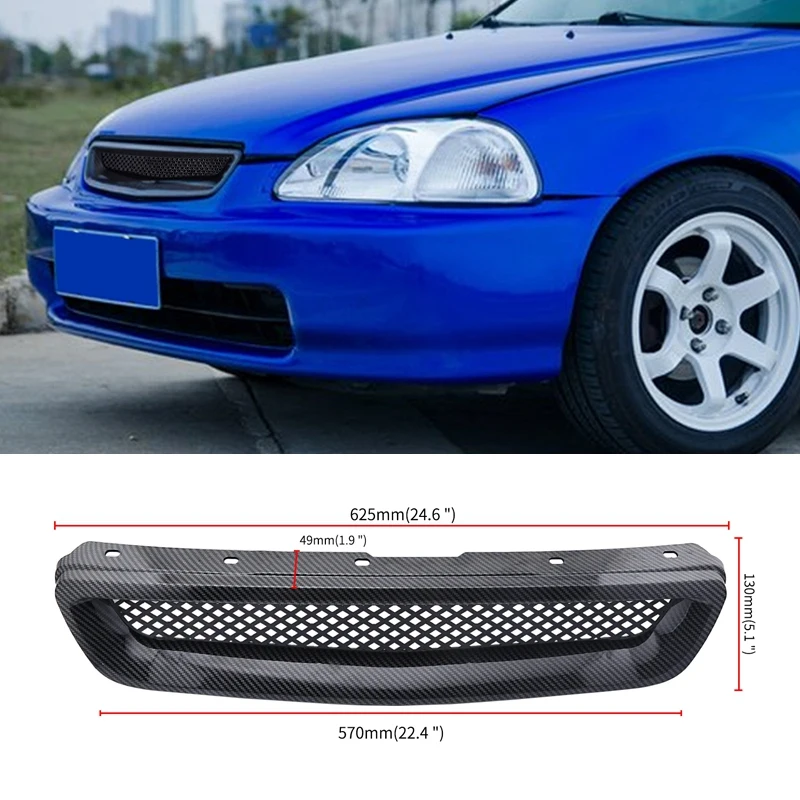 Car Carbon Fiber Mesh ABS Front Hood Grille Grill for 96-98 Honda Civic EJ/EK JDM Type R | Автомобили и мотоциклы