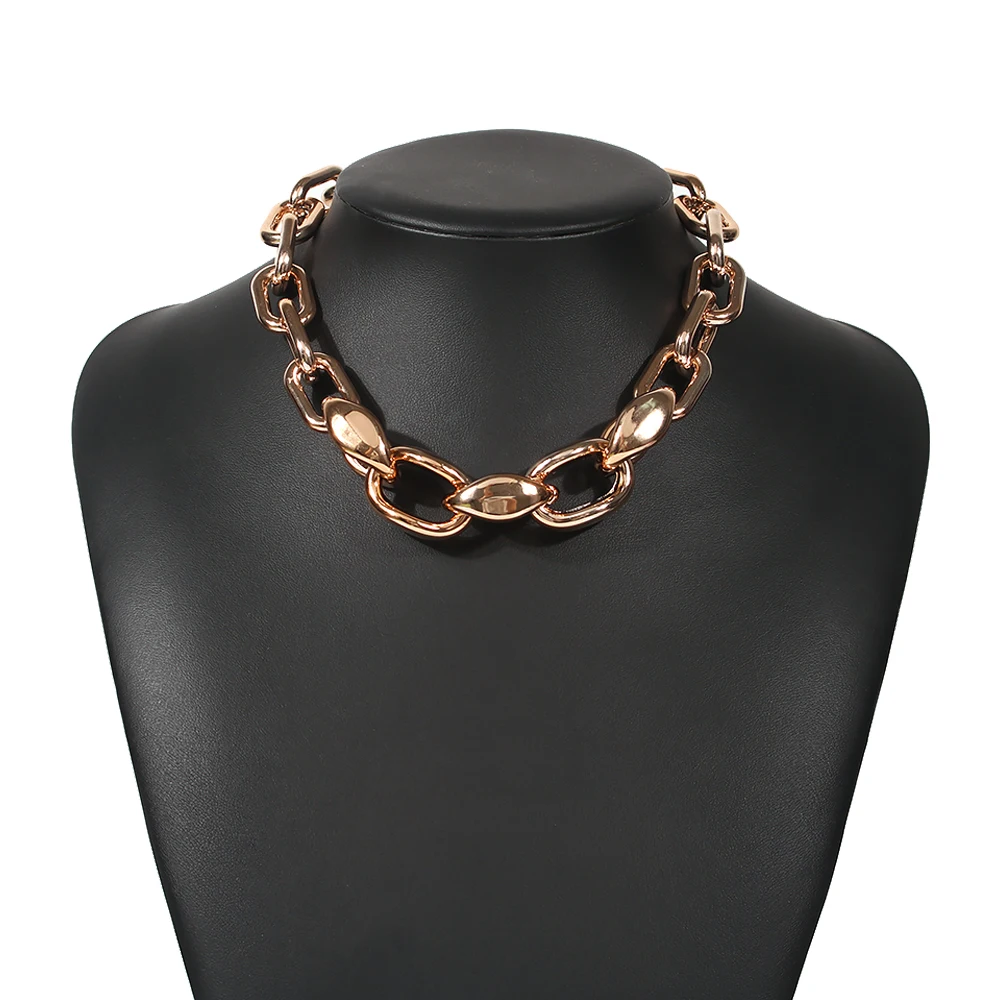 

Thick Chain Necklaces European and American Hippie Hiphop Texture Alloy Splicing Short Necklace Gothic Cuban Link ChainAesthetic
