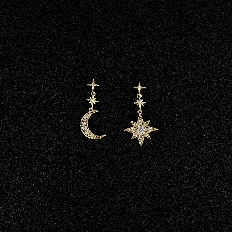 

EH034 Womens Fashion Korean Earrings Jewelry for Women Zircon Star Moon Earrings Dangle Earrings Gift Earrings for Women 2021