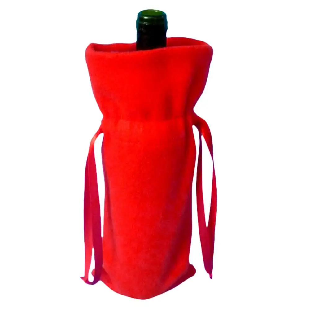 Рождественские мешки крышки бутылки вина упаковка с утолщённой меховой опушкой