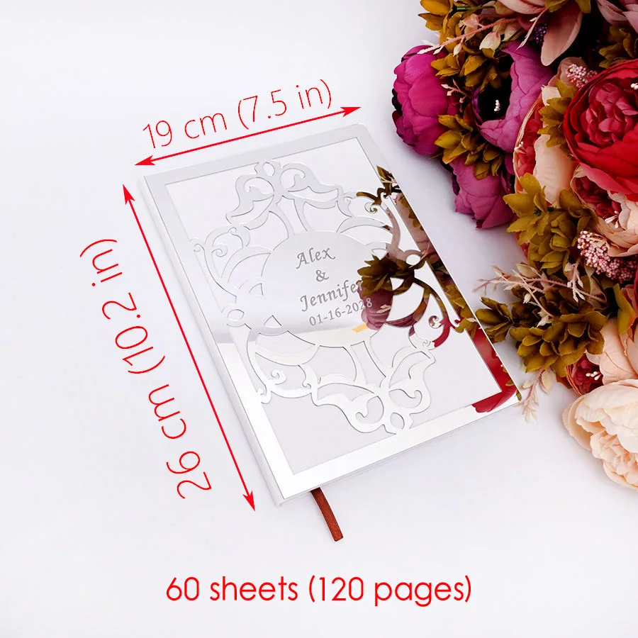 Альбом для гостей на заказ с белыми страницами и акриловым зеркалом | Дом сад