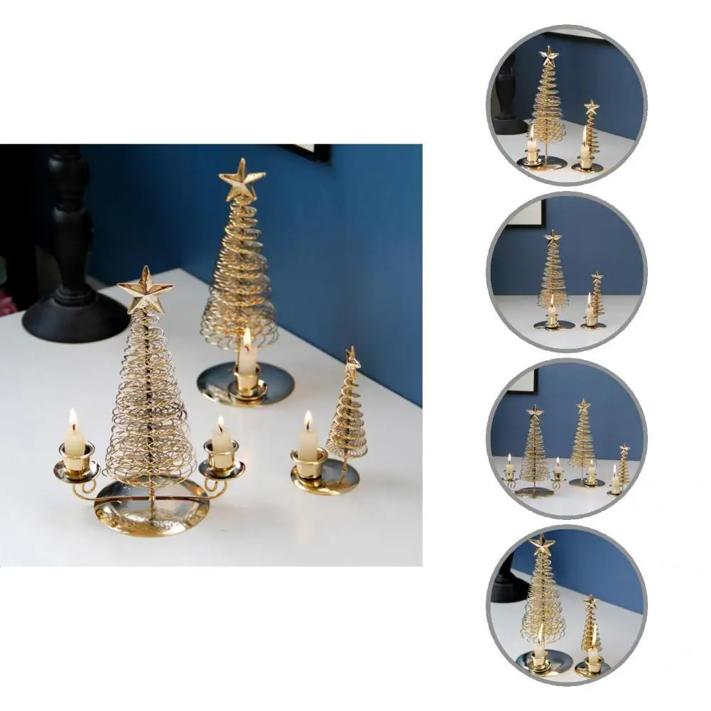

Eco-Friendly Practical Xmas Tree Star Candle Rack Metal Candlestick Ornaments Non-Fading for Bedroom