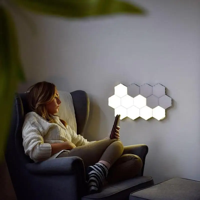 HoneyFly DIY сшивание сенсорный ИК-датчик настенный светильник шестиугольная сотовая Квантовая лампа 110-240 В креативное украшение светодиодный настенный светильник
