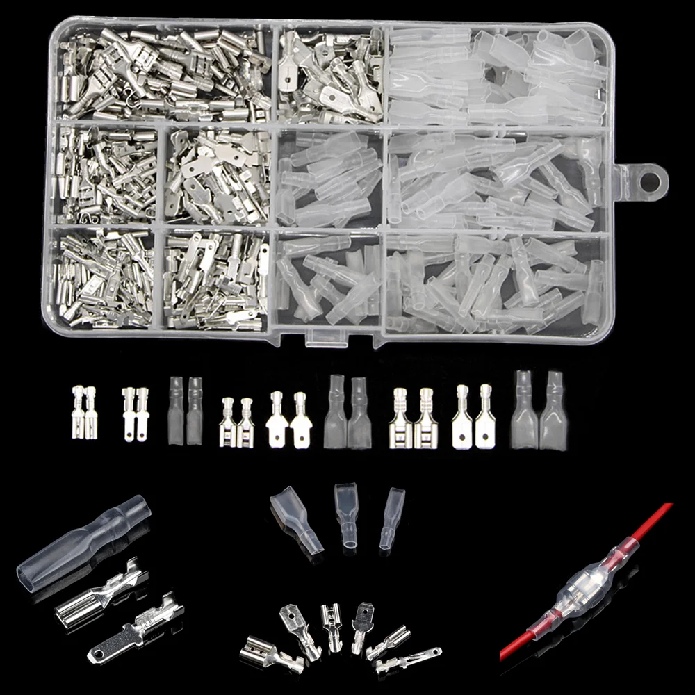 315/270/PCS 2.8/4.8/6.3mm Insulated Crimp Terminals Seal Electrical Wire Connectors Spade Terminal Connector Assortment Kit