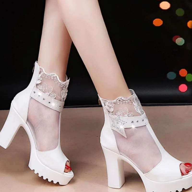

High heeled shoes single shoes spring and summer shoes women's sandals fish mouth shoes waterproof platform high heeled