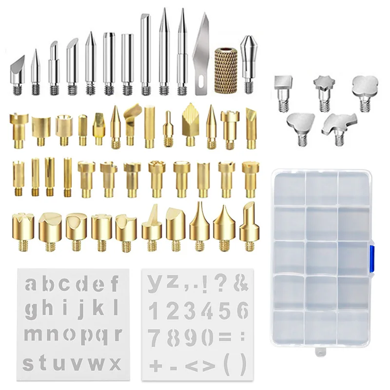 57Pcs / a set of pyrographing iron heads engraving pyrograph head lettering painting tip special for brush | Инструменты