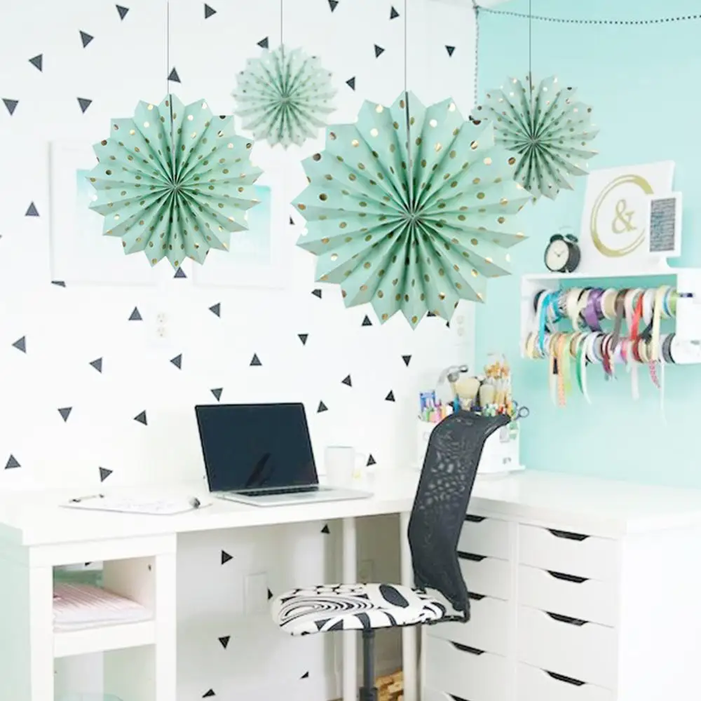 1 шт. подвесной бумажный веер в горошек украшение для свадьбы дня рождения